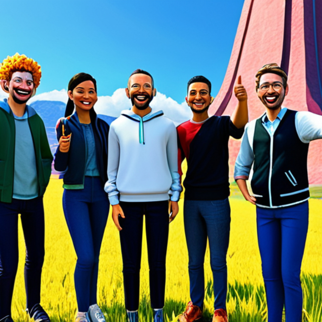 메타버스 내 인간관계의 변화 - Virtual Friends Exploring**
"A group of diverse, fully clothed avatars (humanoid and fantastical) e...